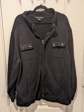 Synergy Cotton Black Sweater 1X Zip Up Long Sleeve Double Pockets